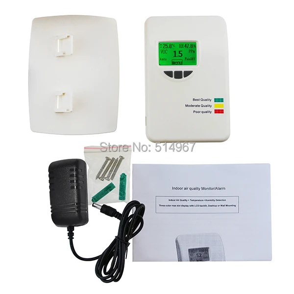 Temperature and Humidity Display for Home Type Indoor Offices Bedrooms etc Indoor Air Quality VOC Monitor Meter Detector Tester 0~50ppm Measuring Range Air Contaminants