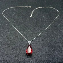Hermosa слеза натуральный красный гранат 925 пробы серебро для женщин талисманы кулон цепи цепочки и ожерелья 20 дюймов