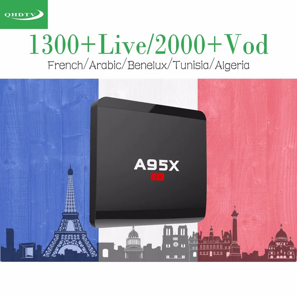 

A95X R1Android 7.1 TV Box Amologic S905W supports 1 Year QHDTV Code Subscription French Benelux Europe Arabic Channels IPTV Box