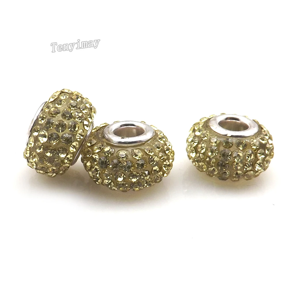 

12pcs/lot Bling Bling Gold Color Crystal Charm Beads For Xmas Jewelry Making