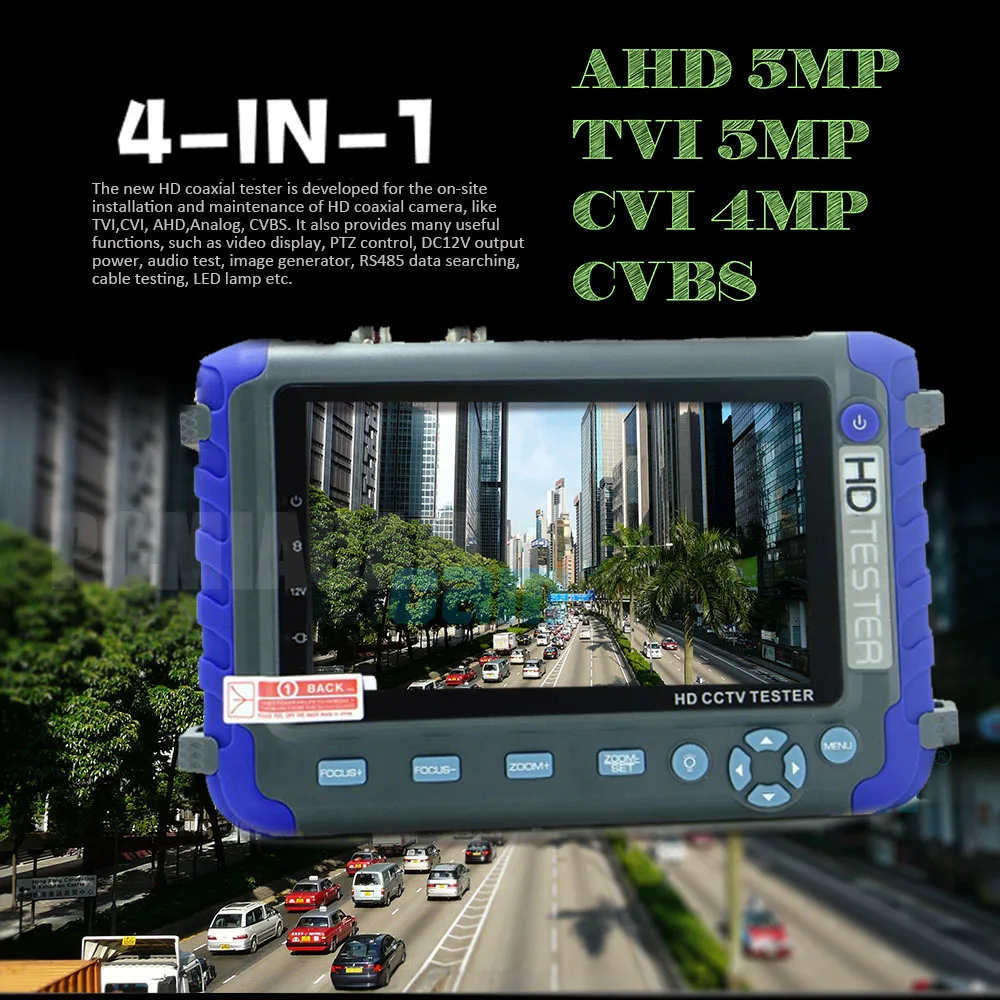 Ferramenta de Testes Cctv Câmera Monitor Profissional 5 Polegada Display 8mp Ahd Tvi Cvi Cvbs Tester Ptz Iv8c 3 Tela e monitor de CFTV