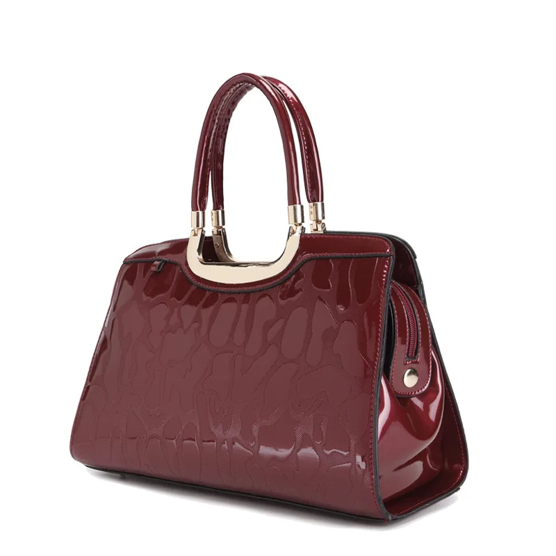 Luxurious leather handbags women bags designer fashion design patent leather crocodile pattern ladies shoulder bag