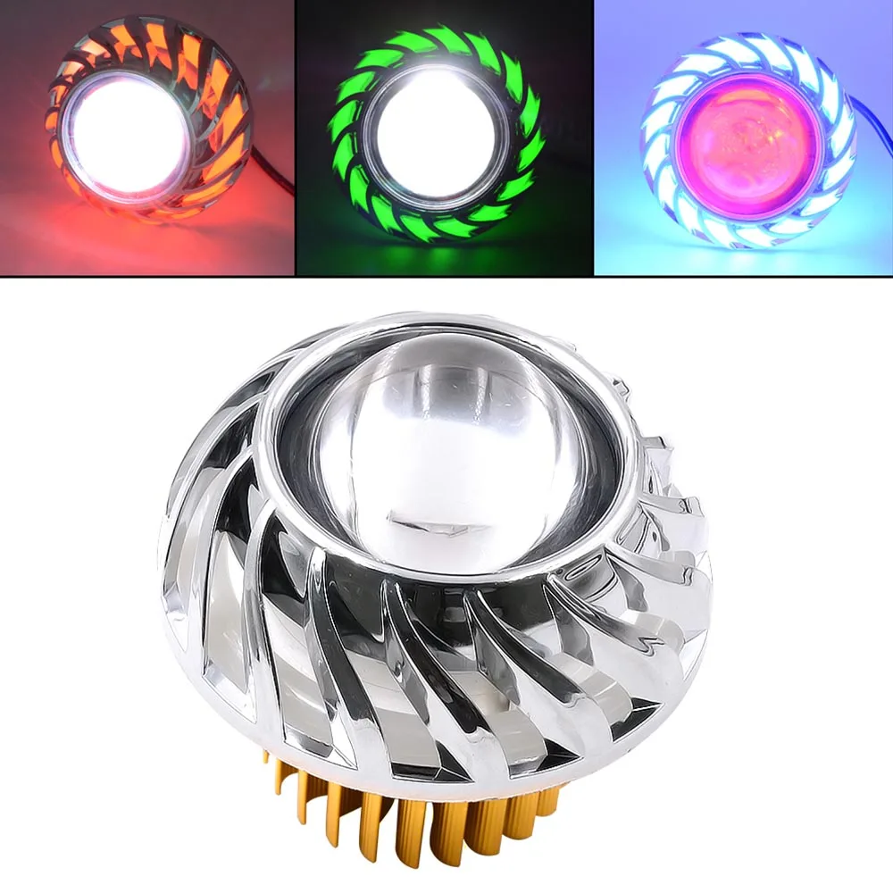 

8-15W Motorcycle Fog Light LED Projector Universal Scooter Double Angel Eye Headlight Hi/Lo Beam Car Demon Headlamp