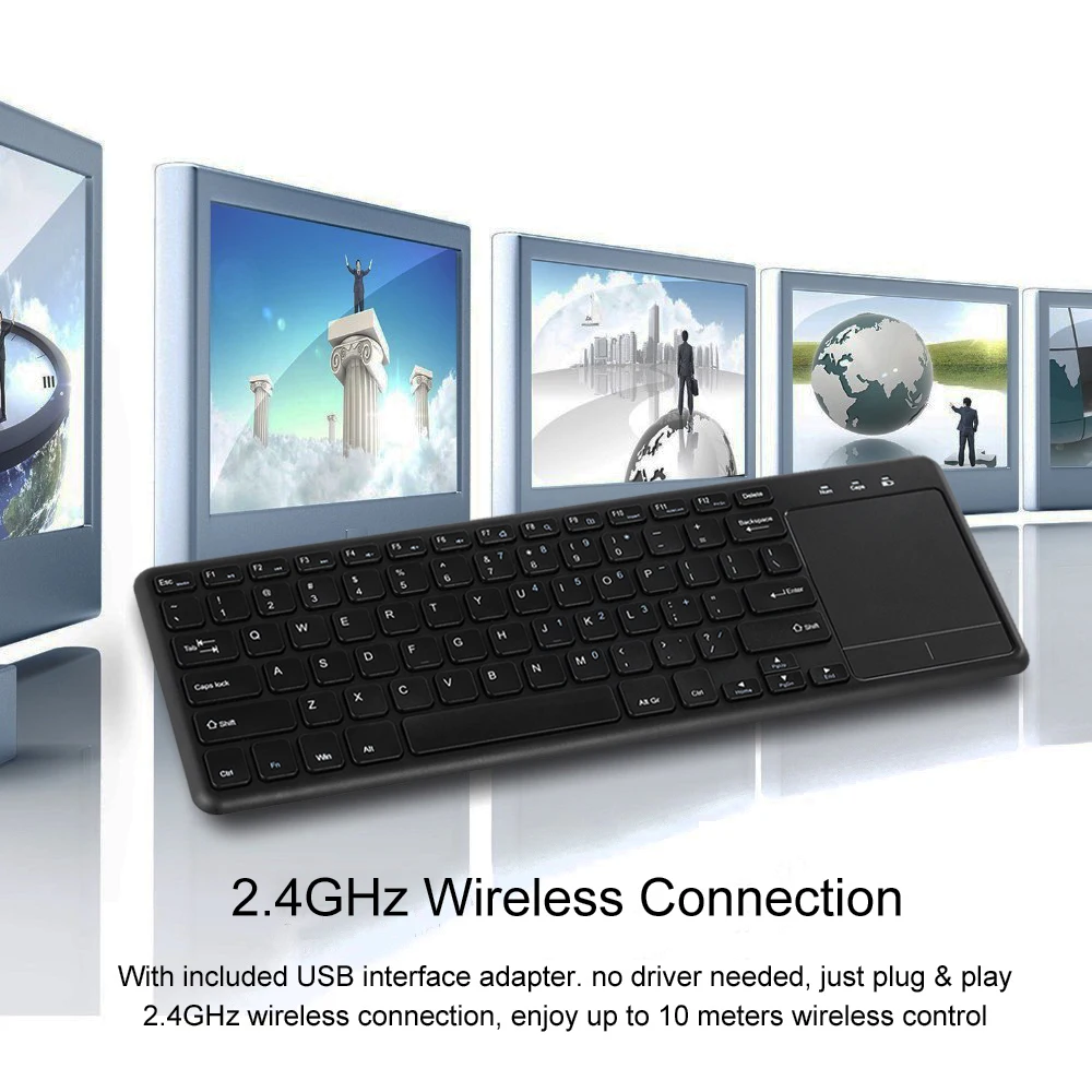 AVATTO Super Slim 2.4G Wireless Gaming Keyboard with TouchPad for Andriod iOS Phone Tablet Smart TV