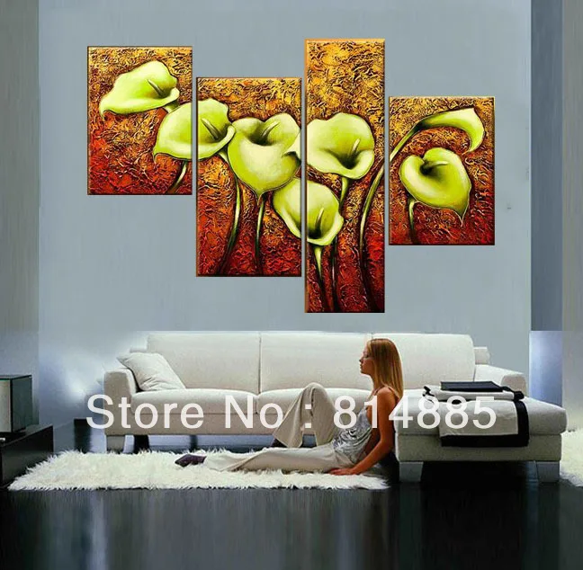 The Green Calla Lily Top Quality Oversized Handmade Modern Abstract Oil Painting Canvas Wall Art Home Decoration JYJ018 |