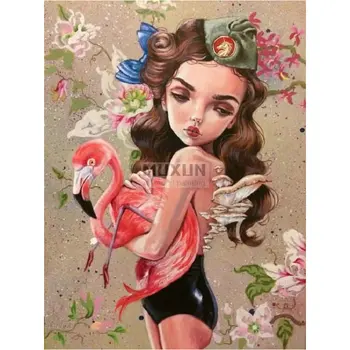 

Needlwork Diamond Embroidery pattern Flamingo 5D DIY Diamond Painting Cross Stitch girl Crystal Full Diamond puzzle Decorative