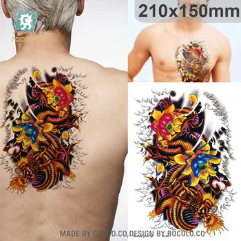 

LC-861/21*15cm Women Large Big Tatoo Sticker Beautiful Color Dragon Flower Design Cool Temporary Tattoo Stickers High Resolution