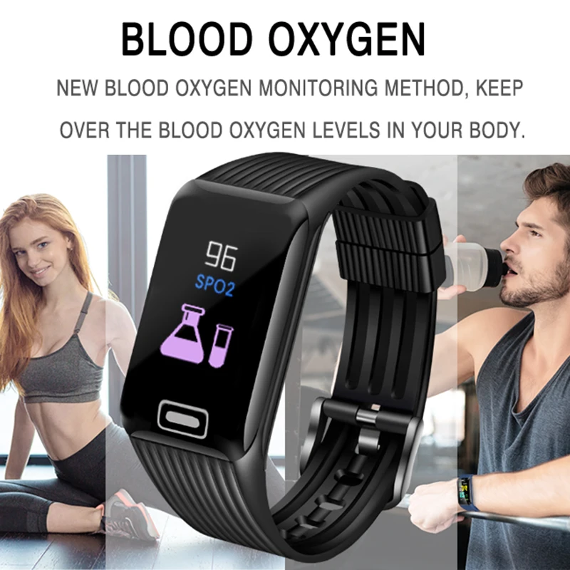 2019New Men Women Sport smart watch Fitness tracker Smart Waterproof Pedestal Watch Colorful LED Touch Screen Smart Watch+B