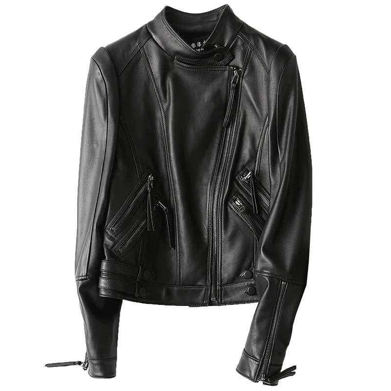 Short Natural Sheepskin Real Leather Coat Women Genuine Leather Jacket