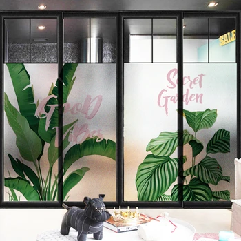 

window glass stickers Electrostatic scrub plant leaf film feather deer warm glass stickers transparent opaque film G13