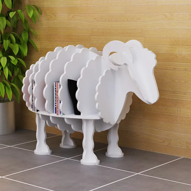 Best Sheep Bookshelf Creative Animal Style Shelf Wood Plastic Board Crafts Landing Decoration Shop Decoration Shelf Kids Furniture