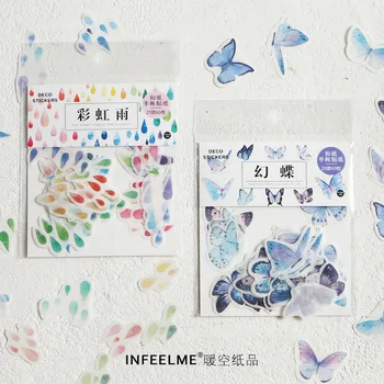 

40pcs/pack Sakura Petal Rain Label Stickers Decorative Stationery Stickers Scrapbooking Diy Diary Album Stick Label