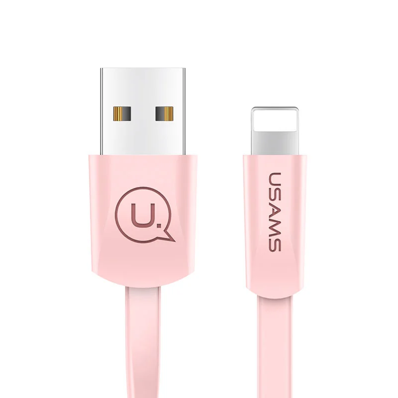 3 шт./партия кабель для мобильного телефона для iPhone 7 plus, USAMS USB кабель для передачи данных для iPhone X 8 7 6 5S se кабель для зарядного устройства для iPad 8-контактный кабель - Цвет: Розовый