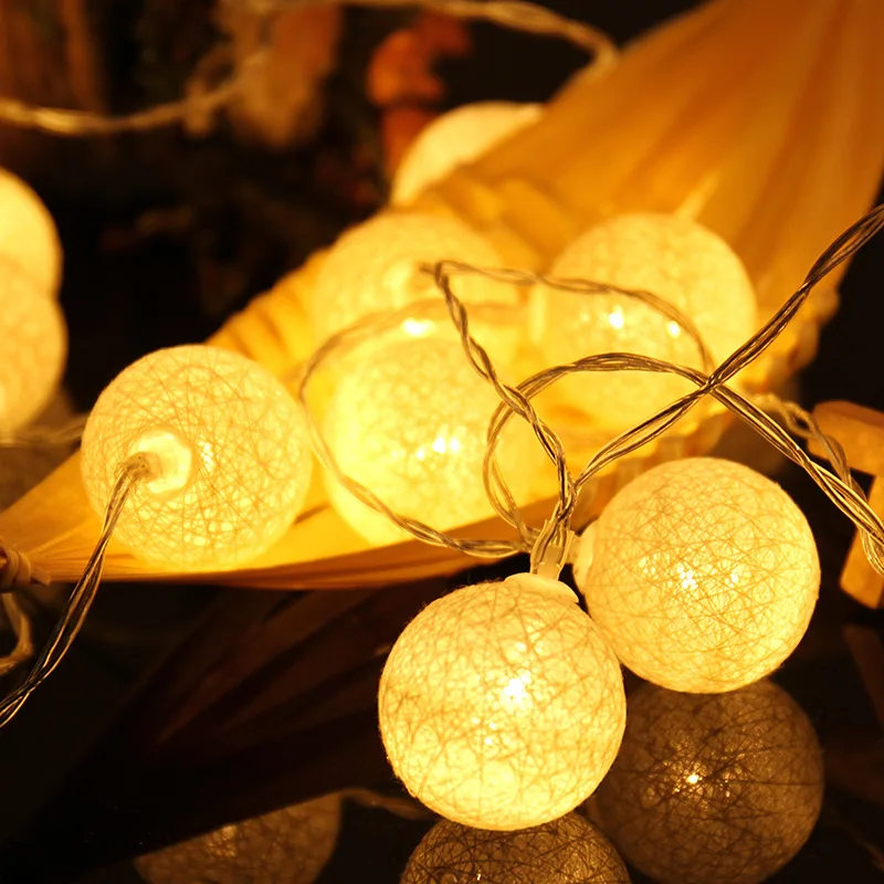 2,3 м 20 светодиодов, гирлянда с хлопковыми шариками, Рождественская лампа для влюбленных, для свадебной вечеринки, для праздника, для спальни, Сказочная лампа, лампа на батарейках