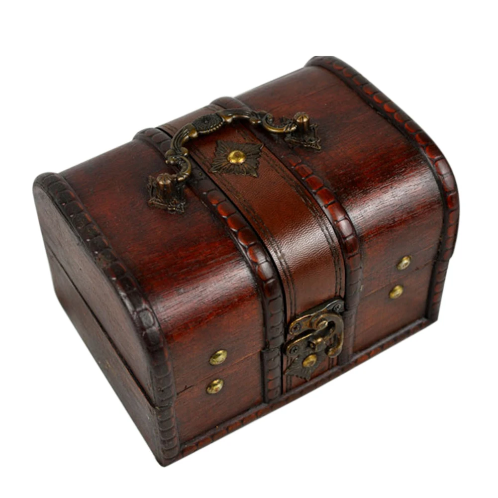 

Storage Box Desktop Vintage Pirate Bins Chic Trinket Antique Treasure Chest Compact Jewellery Organizer Holder Wooden Classic