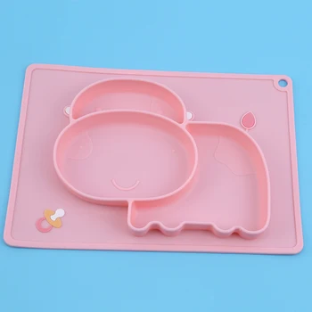 

cute baby silicone placemat partition plate non-slip feeding board for children