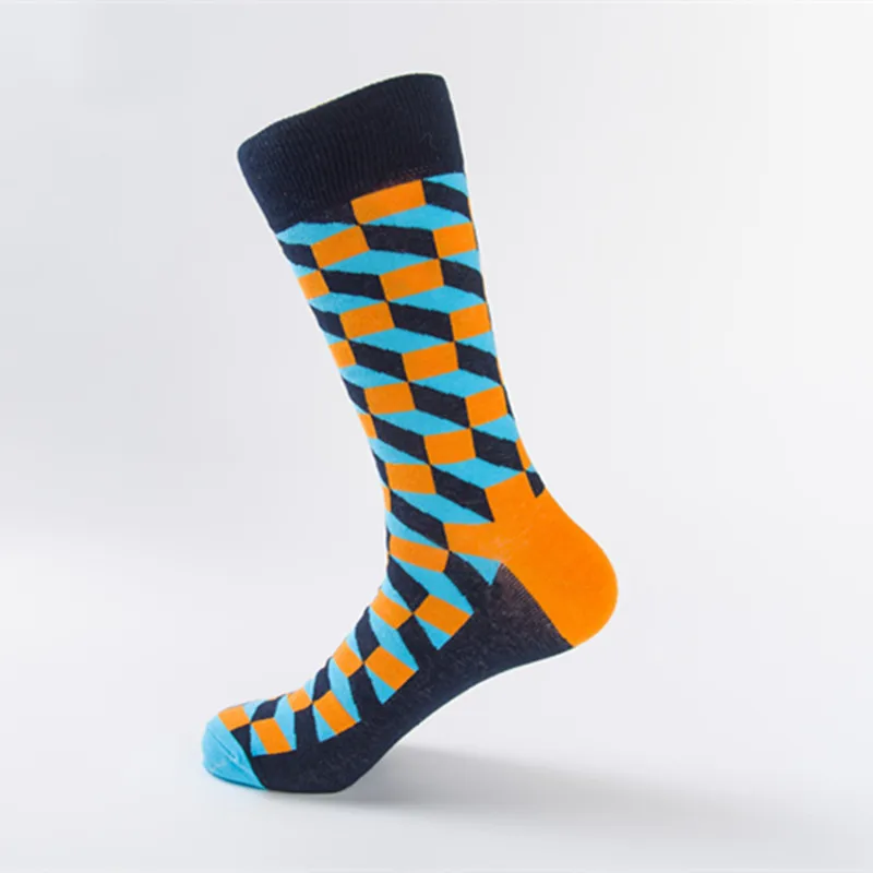 Брендовые качественные мужские носки 27 цветов, полосатые клетчатые носки с вишней, мужские носки из чесаного хлопка - Цвет: 4