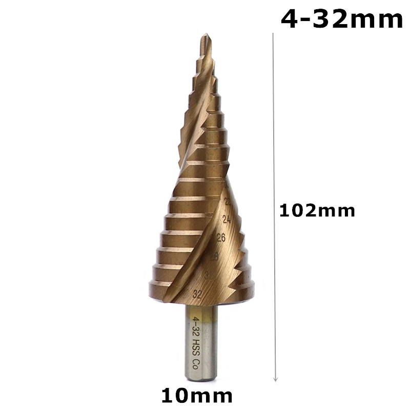 M35 кобальтовое ступенчатое сверло 4-12/4-20/4-32 мм высокоскоростные стальные сверла спиральный паз треугольный хвостовик для отверстий из нержавеющей стали - Цвет: 4-32mm