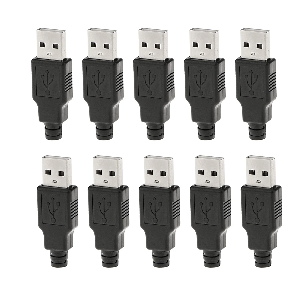 USB 2,0 Тип A входящий штекер 4-контактный разъем адаптер гнездового соединителя Пластик крышка комплект из 10 шт