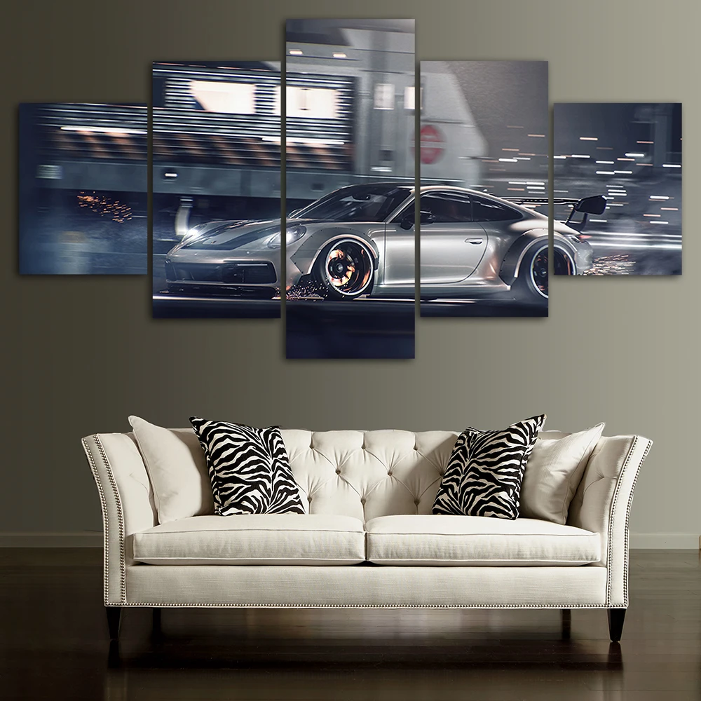Canvas Posters Home Decor Wall Art Framework 5 Pieces Porsche 911 Gt Paintings For Living Room Hd Prints Modern Car Pictures Painting Calligraphy Aliexpress