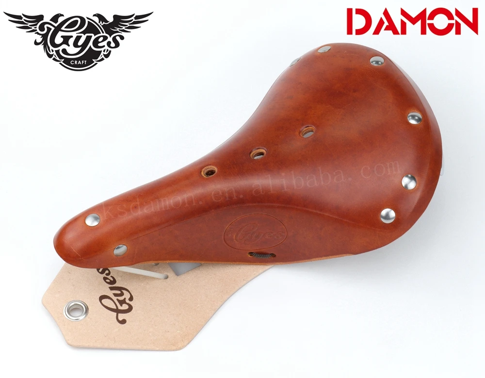 

Taiwan Gyes GS-17 MTB Bicycle Saddle Classic Cow Leather Retro Vintage Road Bike Mountain Bike Seat Cushion