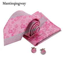 Mantieqingway модный розовый жаккардовый цветочный полотенце полиэстер 8,5 см галстук запонки набор для мужчин свадебный платок-галстук для жениха