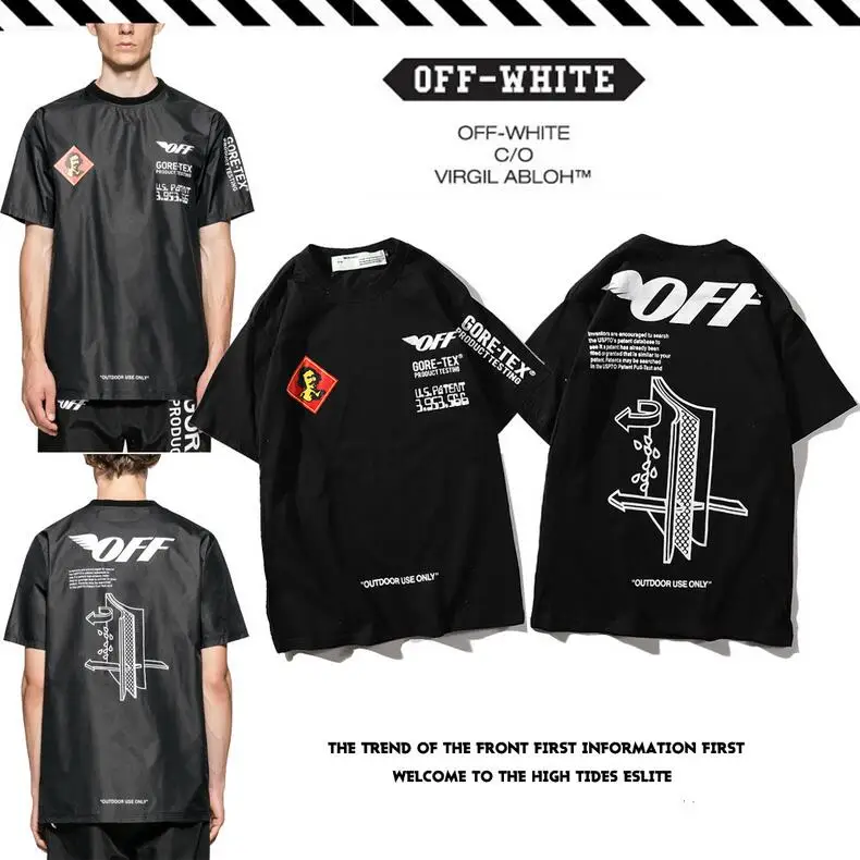 

European American Off-White OW character image Men/Women Couple Lovers models Fashion Cotton Short sleeve Round neck T-shirt