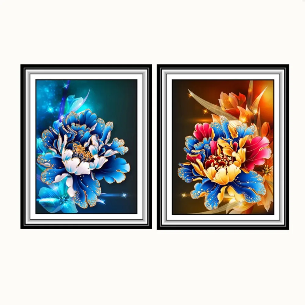 

2pcs 5D Diamond Embroidery Partial Drill Flowers Pattern Rhinestone Pasted DIY Diamond Painting Cross Stitch Diamond Mosaic Q4