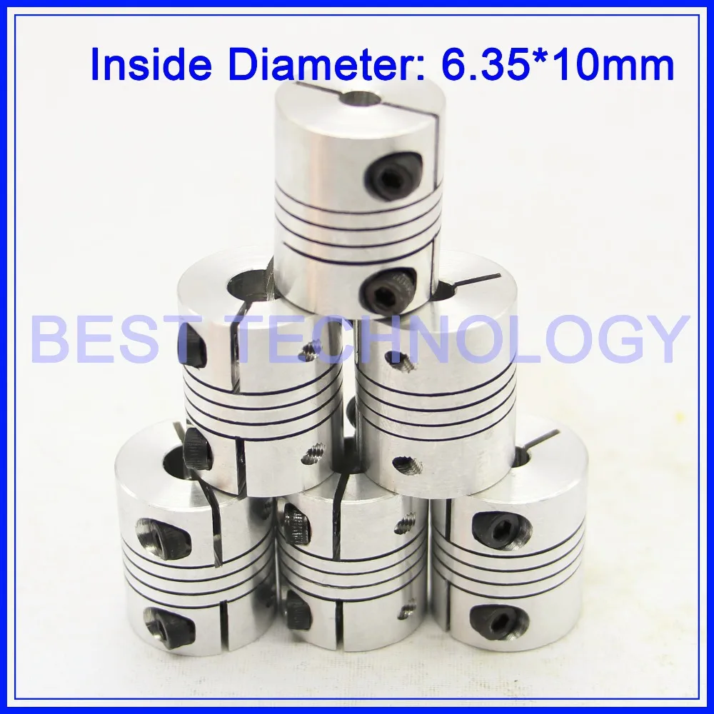 Buy 6pcs Flexible Shaft Coupling 6.35 x 10mm Clamp CNC