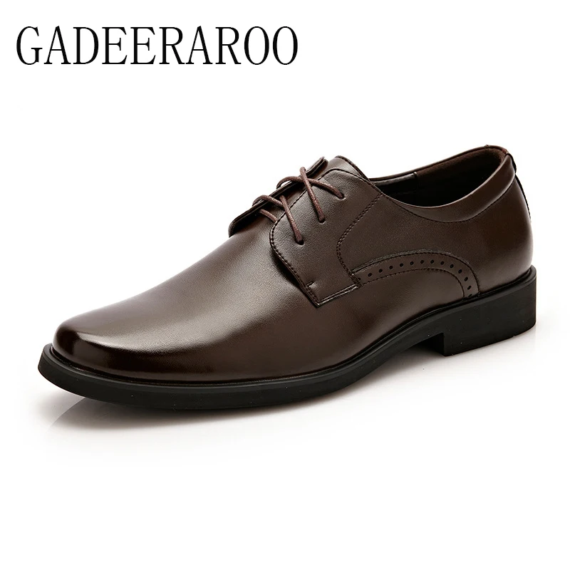 Men Dress Shoes Spring Business Oxfords Lace-up Flats Shoes Fashion Large Size Single Wedding Shoes Leather Shoes Wholesale