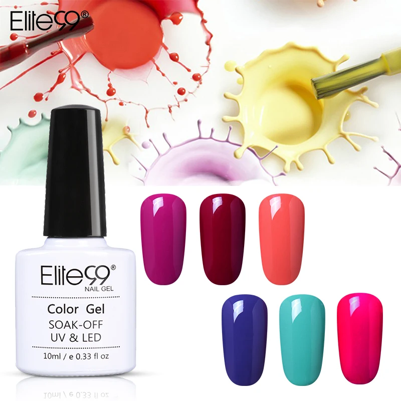 

Elite99 10ml Pure Color Nail Gel Polish All For Manicure Semi Permanent UV LED Gel Varnish Soak Off Nail Art Gel Nail Polish