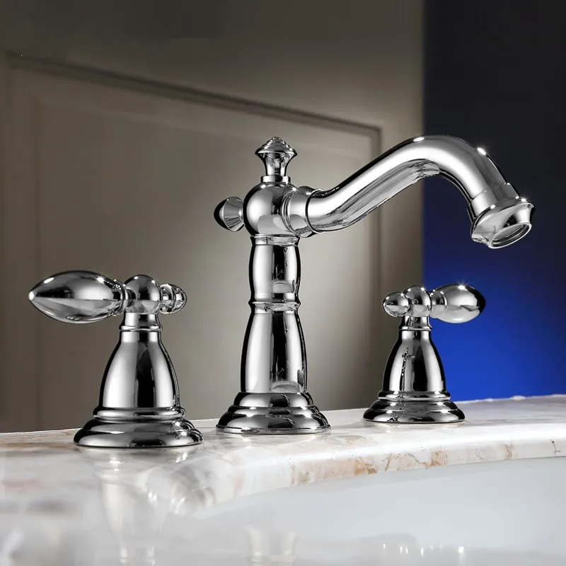 European Luxury chrome brass Double handle three holes Widespread