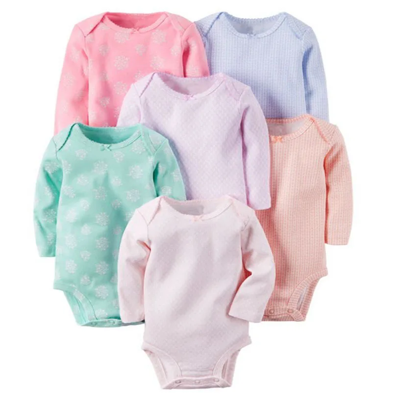 Goedkoop Lange mouw o hals bodysuit VOOR BABY MEISJE KLEDING jongen bodysuits set mode 2019 pasgeboren kleding pasgeboren lichaam pak katoen