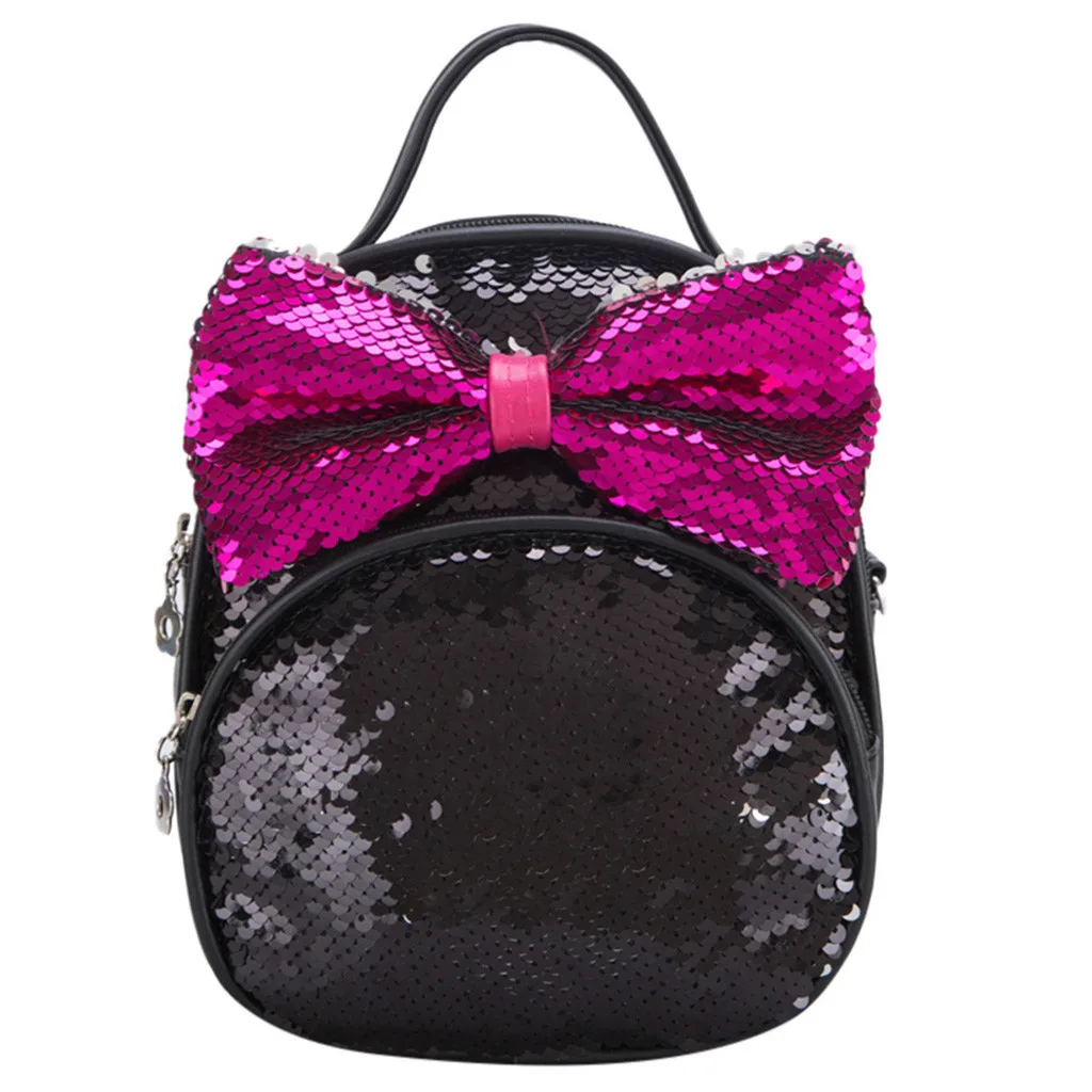 Блестящий рюкзак для девочек, рюкзак с блестками для девочек-подростков, модный детский рюкзак с бантом, розовая школьная сумка с блестками, Повседневная дорожная сумка