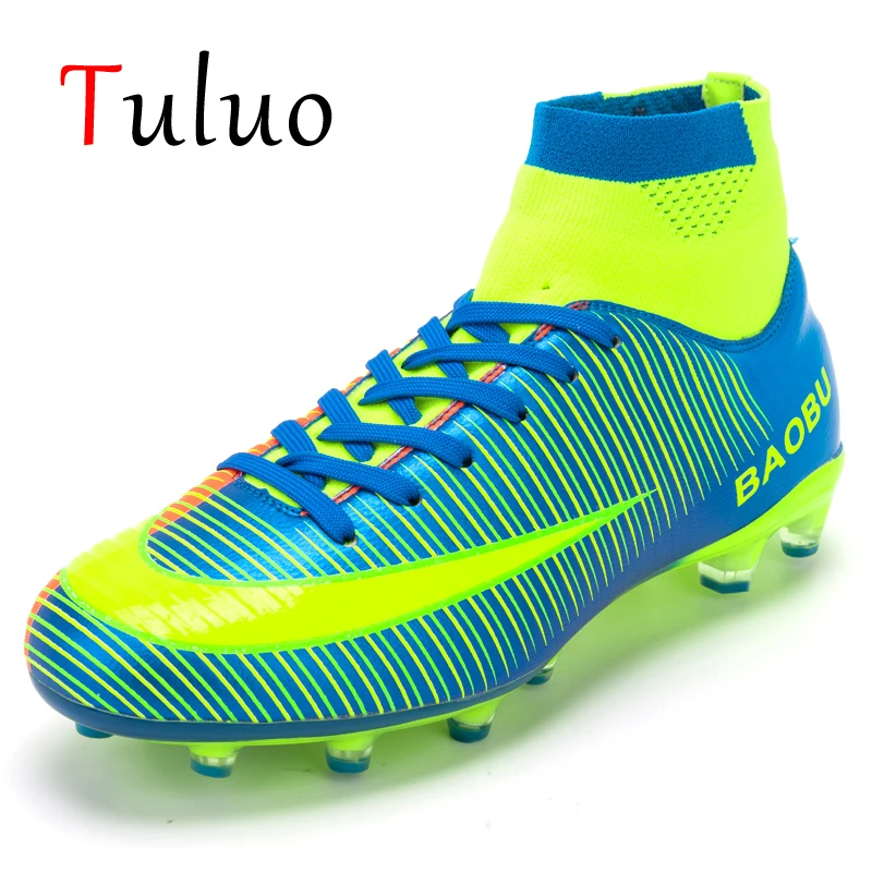 

TULUO Hot Sale Spike Soccer Shoes Men Women High Ankle Football Boots Original Cleats Outdoor Turf Training Sport Man Sneakers