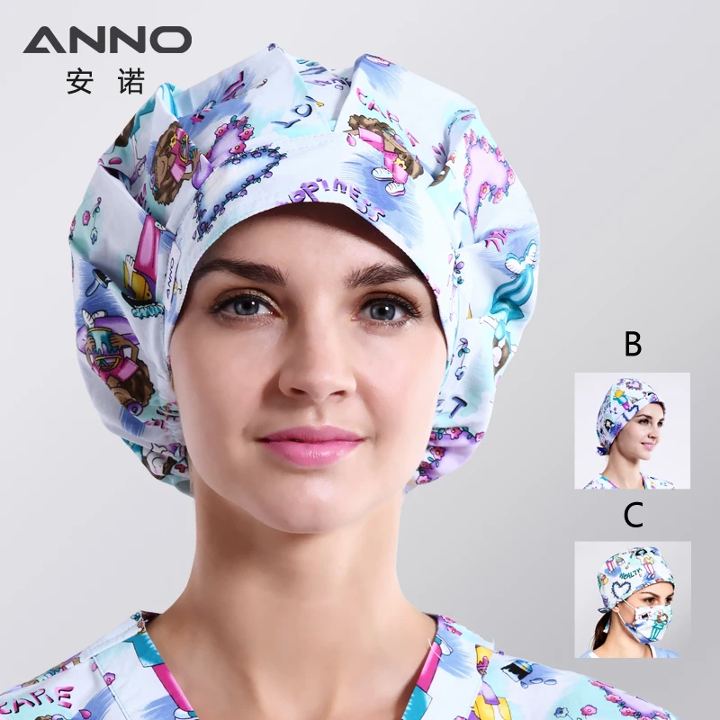 Adjustable Medical Women Men Scrub Caps Cotton Surgical Hat Dental