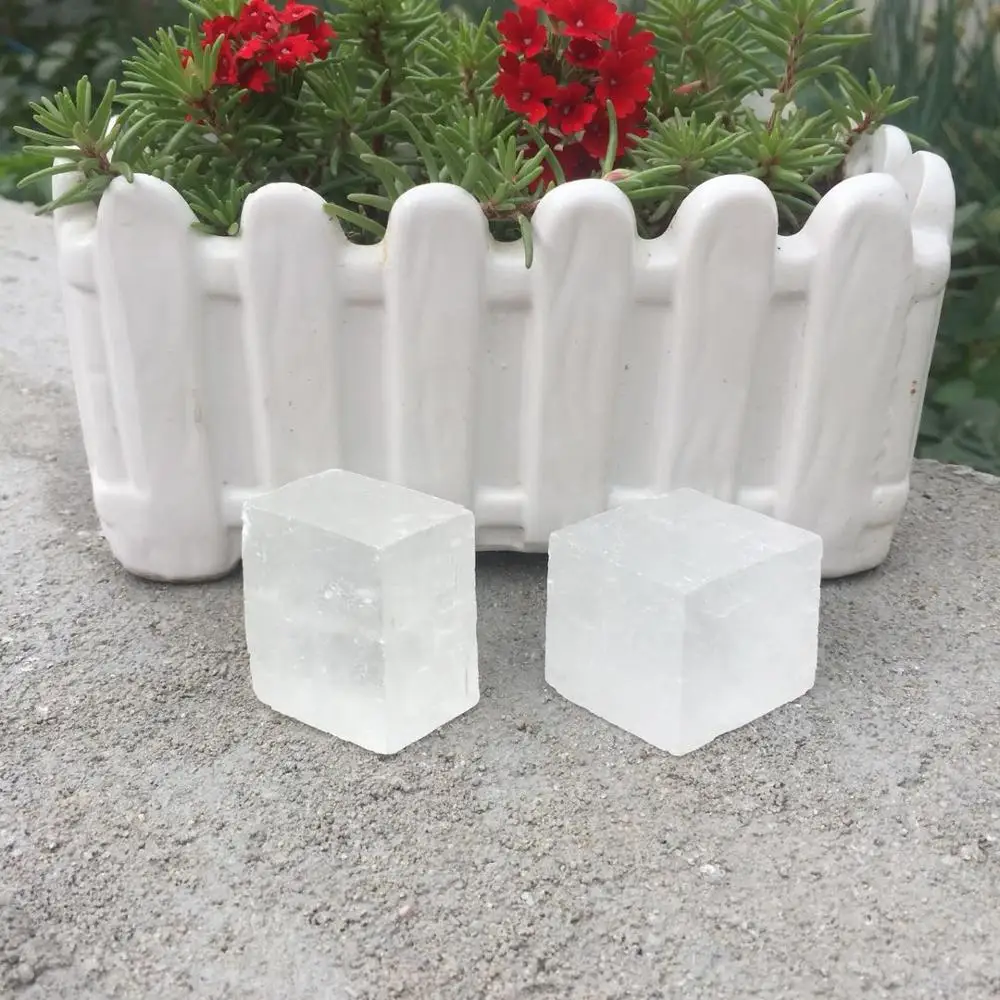 

2pcs transparent 100% natural rough white calcite Crystal cube gemstone Metaphysical chakra cute stone as christmas decorations