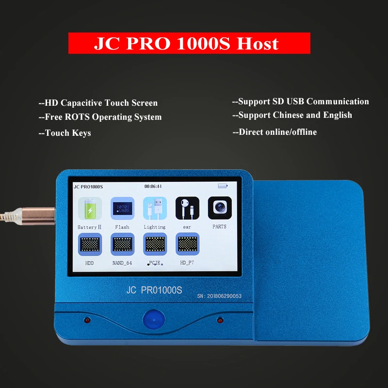 JC Pro1000S Multi-Functional Battery Tester For iPhone 5 5S SE 6 6P 6S 6P 7 7P 8 8P X Battery Test Tool One Key Clear Cycle