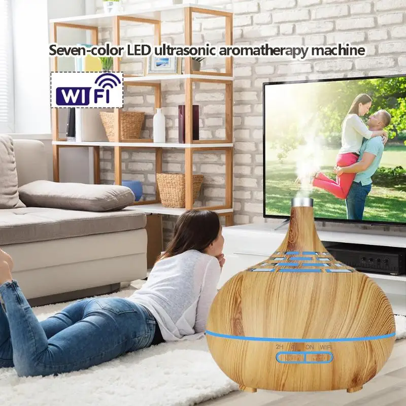 400ml WiFi Timing Ultrasonic Aroma Diffuser Air Humidifier 7 Color Change LED Night light Mist Humidifier for Home Office