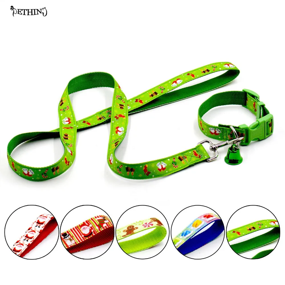 

New Christmas dog collar + leash S Lsize and 5 kinds of Christmas pet dog collar leash adjustable dog pet collar puppy lead