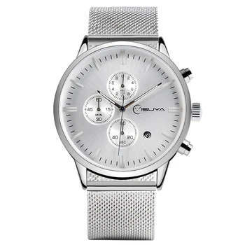 

Mens Sport Formal Hook Buckle Analog Stainless Steel Mesh Band Strap Chronograph Quartz Wrist Watch Gifts