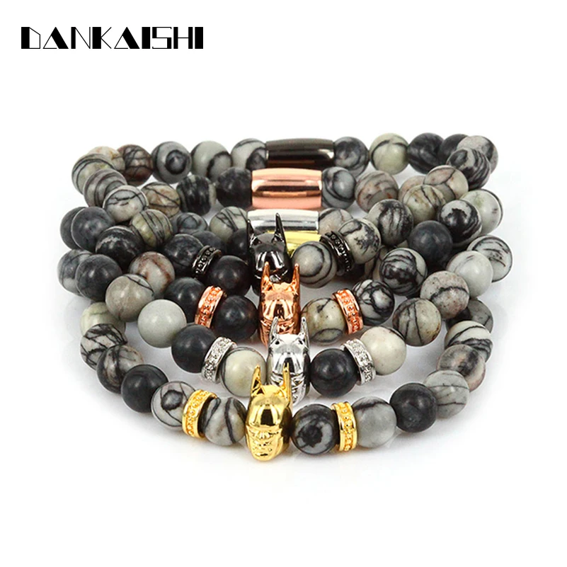 

2017 Fashion Hero Charm Male Accessories Bracelet Buddha Beaded Jewelry Gift White Gray Color Natural Stone Bracelet DKS-BR081