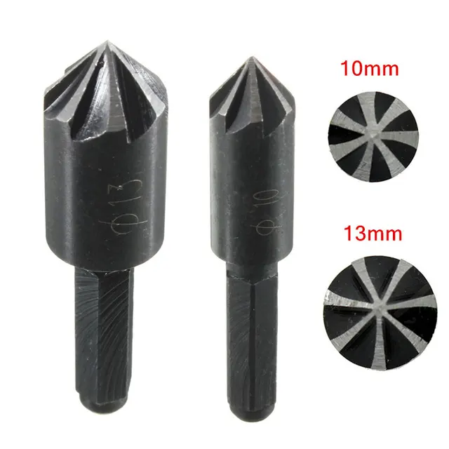 Cheap 2pcs 7 Flute 82 Degree 1/4 Inch High Carbon Steel Hex Shank HCS Countersink Drill Bits Set Chamfer Cutter for Woodworking