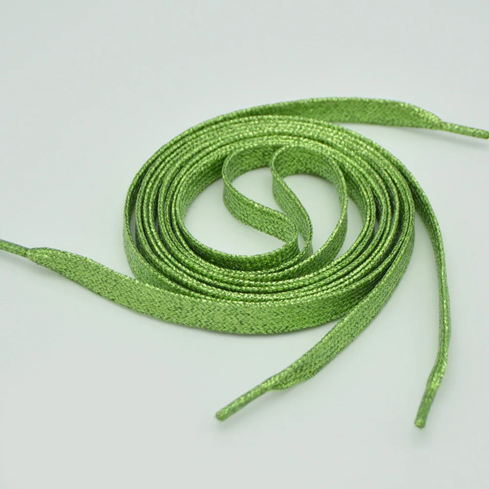 Women Flat Golden Silver Shoe Laces Super Long Daily Party Camping Shoelaces Growing Canvas Strings Flat Laces hot sale - Цвет: light green