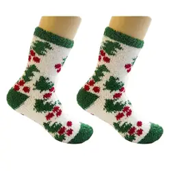 1 пара на зиму, теплый, для женщин носки Длина подарки для детей ярких цветов носки милые девушки Женский Рождество Стиль коралловый
