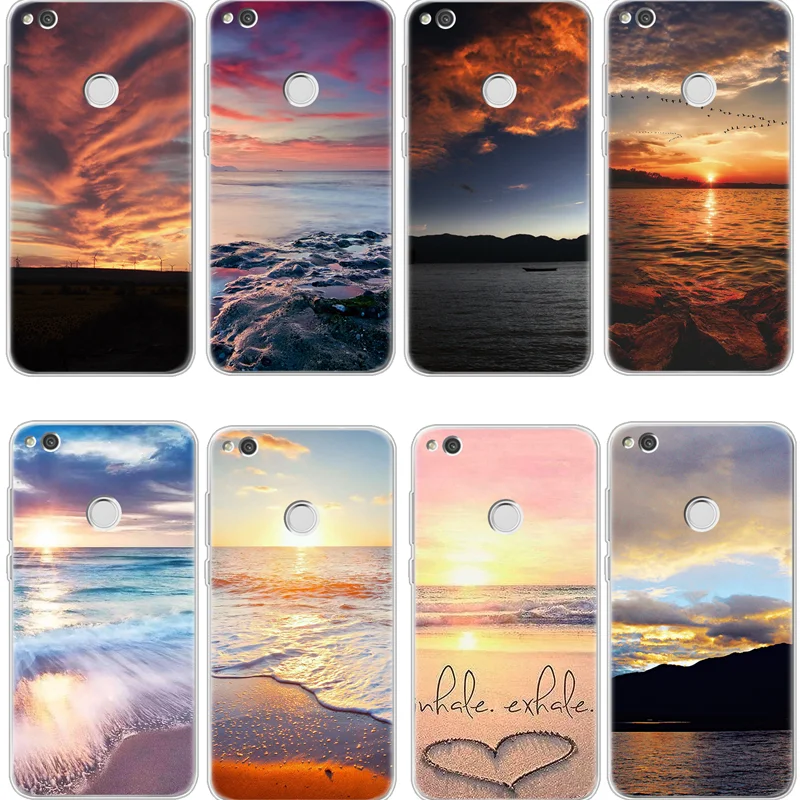

For iPhone X 4 4S 5 5S 5C SE 6 S 6S 7 8 Plus Funda For Huawei P8 P9 P10 P20 Pro Mate 10 Lite 2017 Beautiful sea Soft white Case