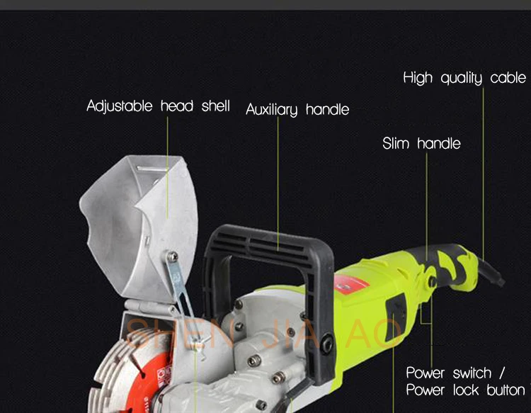 220V Электрический бороздел паз для резки и гравировки 0-40 мм стены долбежные машины Сталь бетона Cut фарш из темного линия Slotter машина