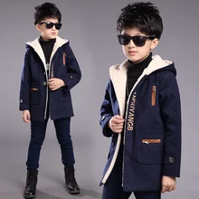 Новинка года, детская одежда в Корейском стиле, пальто длинное пальто для мальчиков одежда на осень и зиму плотная Шерстяная Куртка