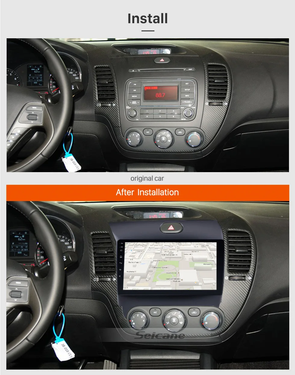 Clearance Seicane 9" Android 8.1 Car Radio Head Unit Player GPS Navigation for 2013 2014 2015 2016 KIA CERATO K3 FORTE With SWC 3