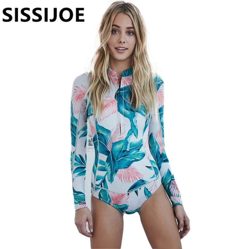 

New Summer Swimsuits Beach One Piece Long Sleeve Swimwear Padded Swimming Bathing Suit Surfing Swimsuit Women One Piece Bathsuit
